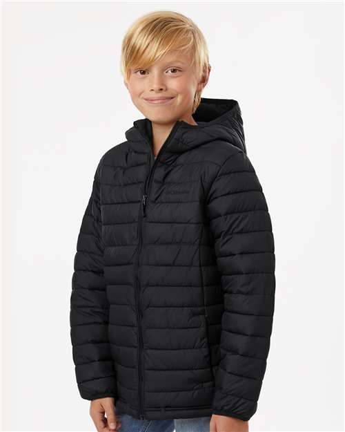 Columbia 209002 Youth Powder Lite™ II Hooded Jacket - Black - OnModelSide