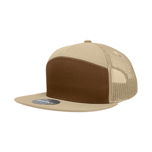 Decky-1133-7 Panel High Profile Structured Cotton Blend Trucker - Brown/Khaki/Khaki
