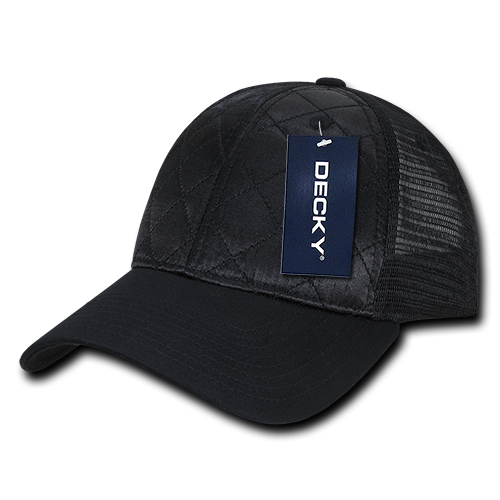 Decky-1142-6 Panel Low Profile Structured Quilted Trucker - Black