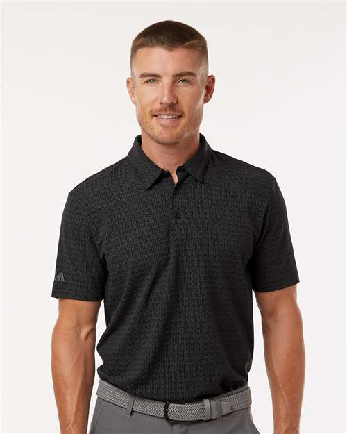 adidas A702 Men's Blended Printed Polo - Black - OnModelFront