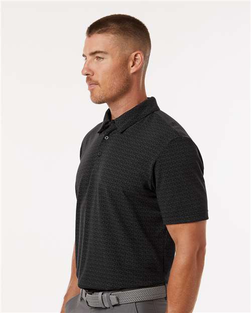 adidas A702 Men's Blended Printed Polo - Black - OnModelSide