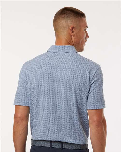 adidas A702 Men's Blended Printed Polo - Blue Dawn Melange - OnModelBack