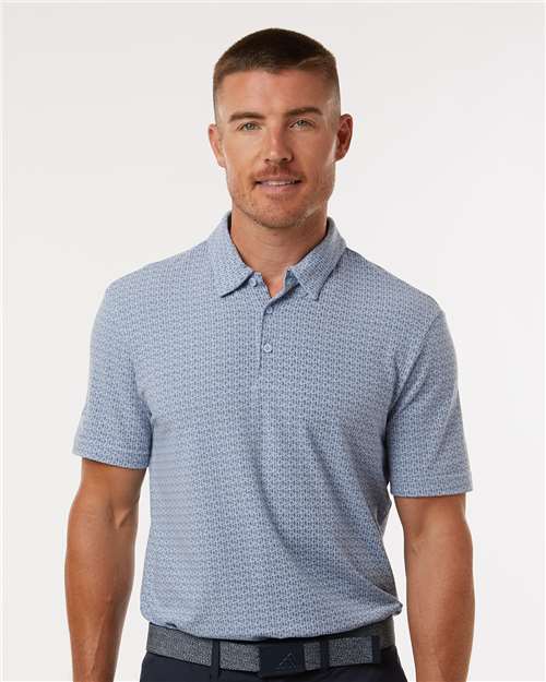 adidas A702 Men's Blended Printed Polo - Blue Dawn Melange - OnModelFront