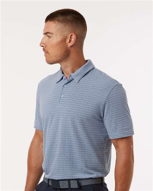adidas A702 Men's Blended Printed Polo - Blue Dawn Melange - OnModelSide