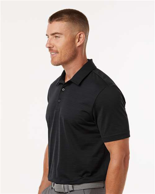 adidas A704 Men's Textured Stripe Polo - Black - OnModelSide