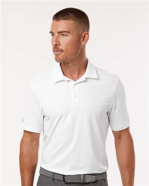 adidas A704 Men's Textured Stripe Polo - White - OnModelFront