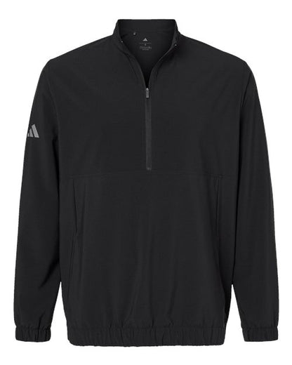 adidas A705 Men's Stretch Woven Half-Zip Pullover - Black - Front