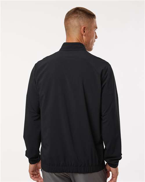 adidas A705 Men's Stretch Woven Half-Zip Pullover - Black - OnModelBack