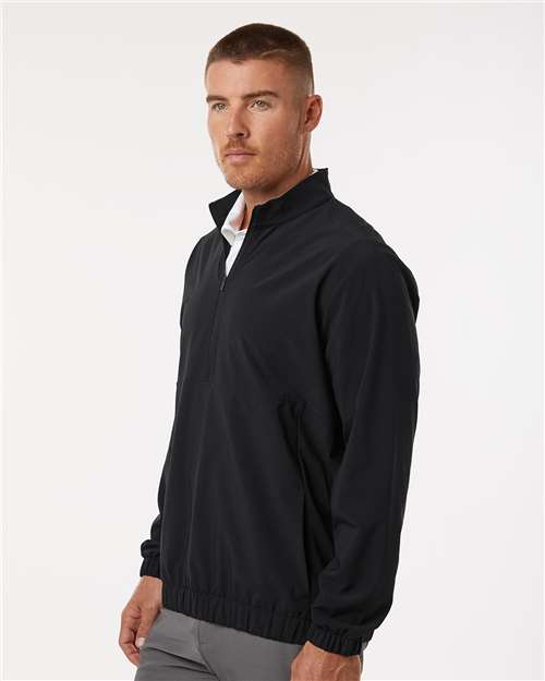 adidas A705 Men's Stretch Woven Half-Zip Pullover - Black - OnModelSide