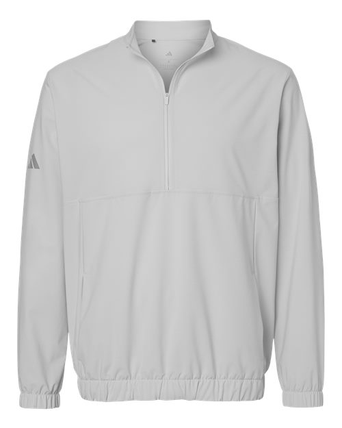 adidas A705 Men's Stretch Woven Half-Zip Pullover - Grey One - Front