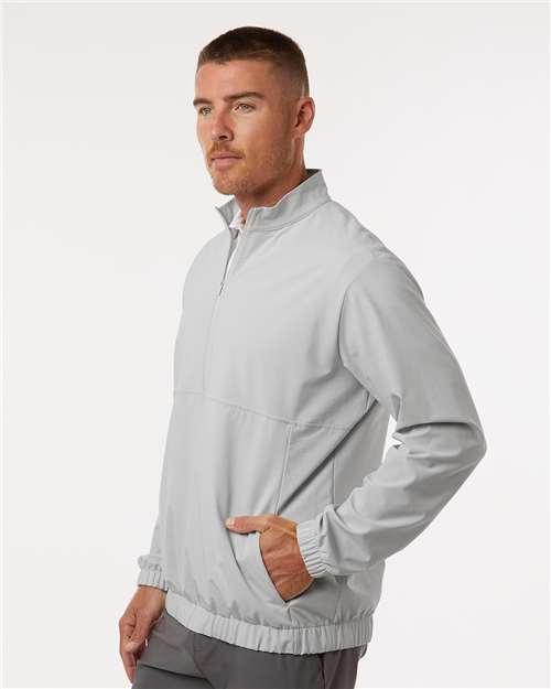 adidas A705 Men's Stretch Woven Half-Zip Pullover - Grey One - OnModelSide