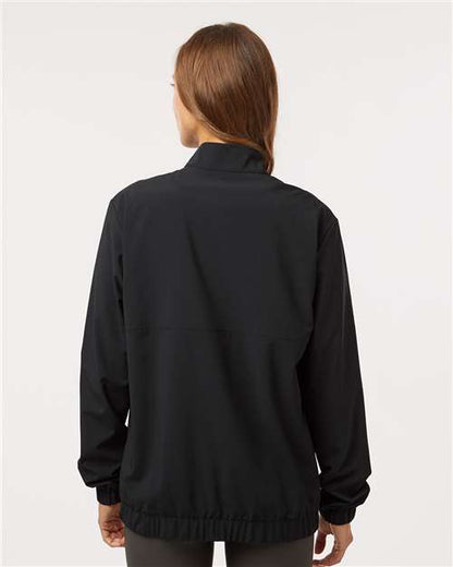 adidas A706 Women's Stretch Woven Half-Zip Pullover - Black - OnModelBack