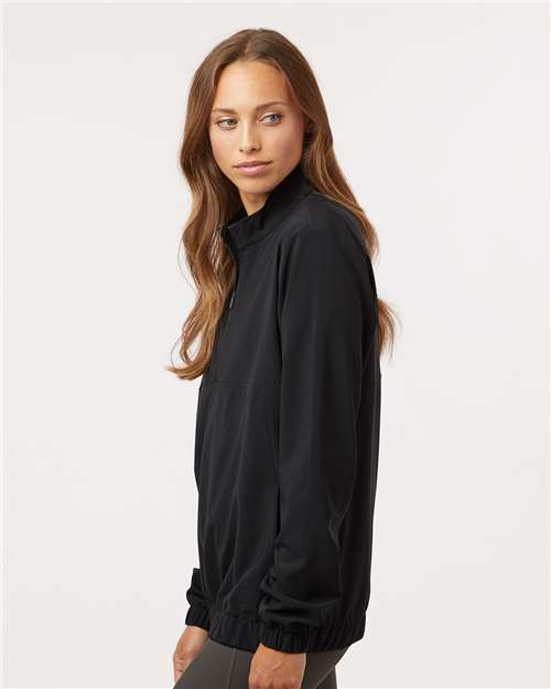 adidas A706 Women's Stretch Woven Half-Zip Pullover - Black - OnModelSide