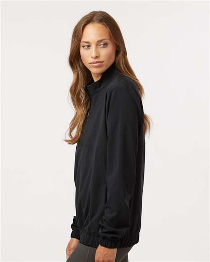 adidas A706 Women's Stretch Woven Half-Zip Pullover - Black - OnModelSide