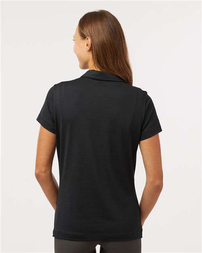 adidas A707 Women's Textured Stripe Polo - Black - OnModelBack