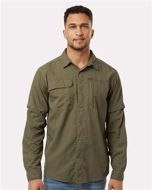 Columbia 212332 Men's Skien Valley™ Pocket Shirt - Stone Green - OnModelFront