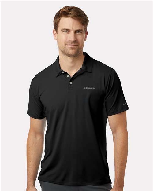 Columbia 211856 Men's Tech Trail™ Utility Polo - Black - OnModelFront
