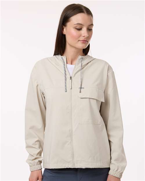Columbia 212428 Women's Skien Valley™ Hooded Lightweight Jacket - Dark Stone - OnModelFront