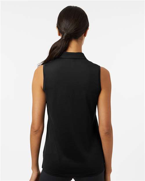 adidas A1005 Women's Ottoman Sleeveless Polo - Black - OnModelBack
