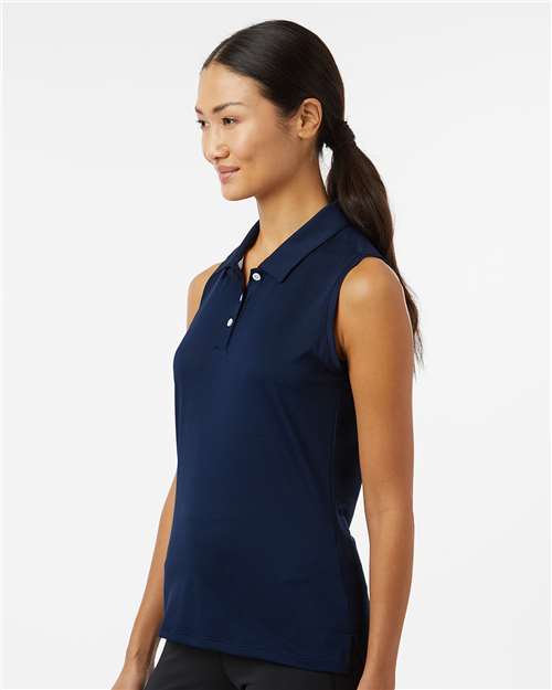 adidas A1005 Women's Ottoman Sleeveless Polo - Collegiate Navy - OnModelSide