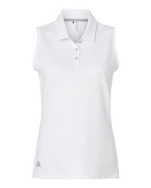 adidas A1005 Women's Ottoman Sleeveless Polo - White - Front