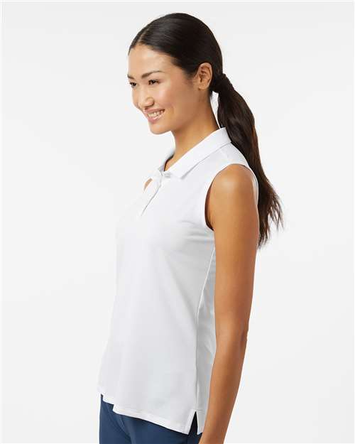 adidas A1005 Women's Ottoman Sleeveless Polo - White - OnModelSide