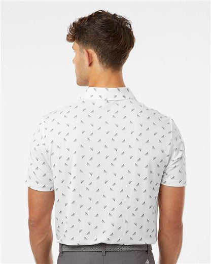 adidas A2012 Men's Ultimate365 Mesh Print Polo - White/ Black - OnModelBack