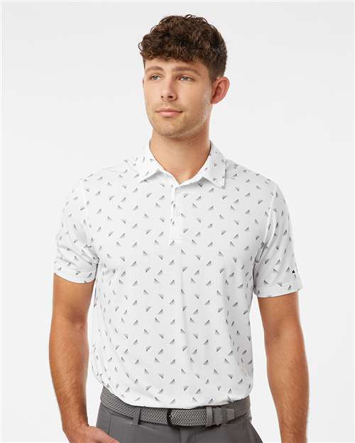 adidas A2012 Men's Ultimate365 Mesh Print Polo - White/ Black - OnModelFront