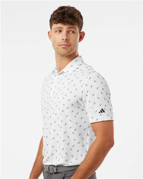 adidas A2012 Men's Ultimate365 Mesh Print Polo - White/ Black - OnModelSide