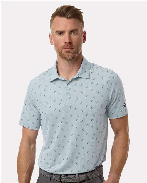 adidas A2012 Men's Ultimate365 Mesh Print Polo - Wonder Blue/ Collegiate Navy - OnModelFront