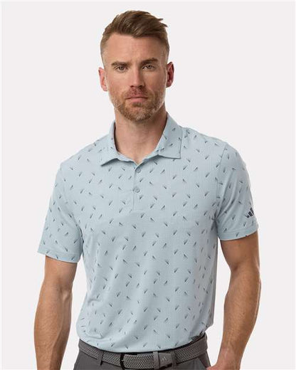 adidas A2012 Men's Ultimate365 Mesh Print Polo - Wonder Blue/ Collegiate Navy - OnModelFront