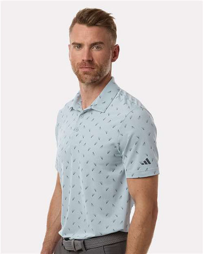 adidas A2012 Men's Ultimate365 Mesh Print Polo - Wonder Blue/ Collegiate Navy - OnModelSide