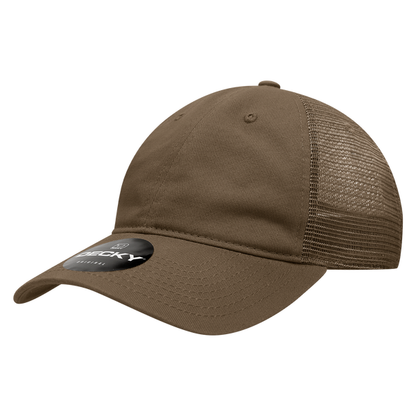 Decky-120-6 Panel Low Profile Relaxed Cotton Trucker - Brown