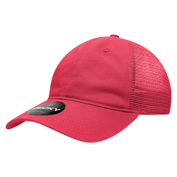 Decky-120-6 Panel Low Profile Relaxed Cotton Trucker - Hot Pink