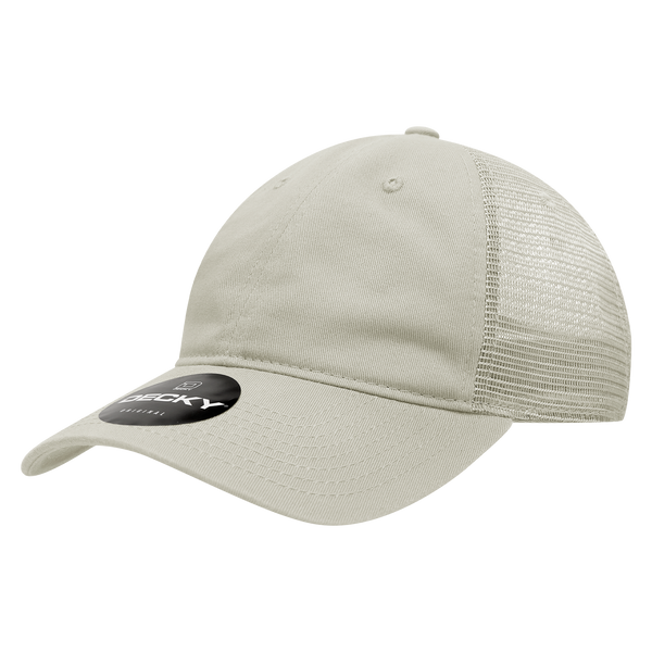 Decky-120-6 Panel Low Profile Relaxed Cotton Trucker - Stone