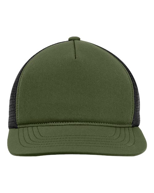 Big Accessories BA708 Bend Foam Trucker Cap - Olive/ Black - Front