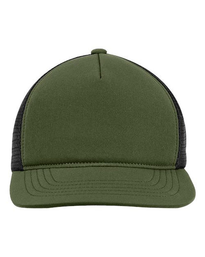 Big Accessories BA708 Bend Foam Trucker Cap - Olive/ Black - Front
