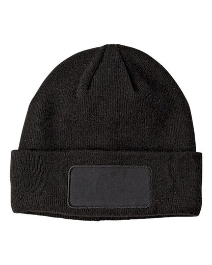 Big Accessories BA527 Patch Beanie - Black - Front