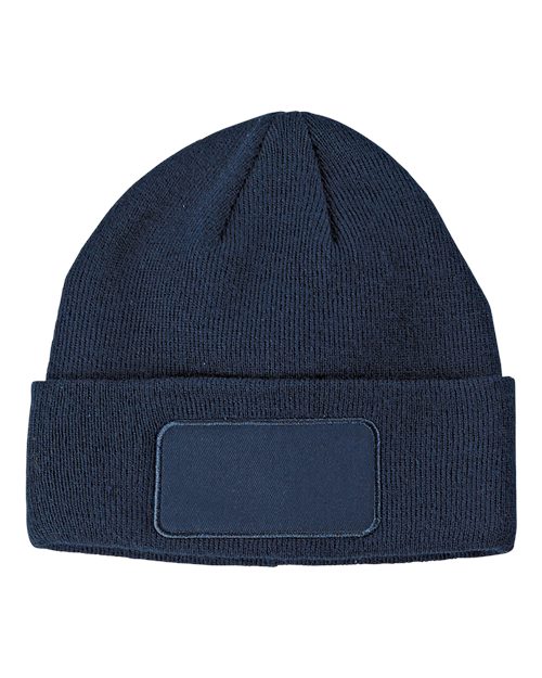 Big Accessories BA527 Patch Beanie - Navy - Front