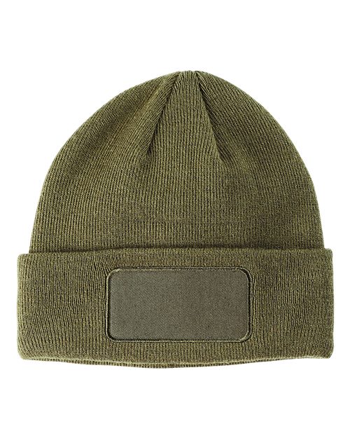 Big Accessories BA527 Patch Beanie - Olive - Front