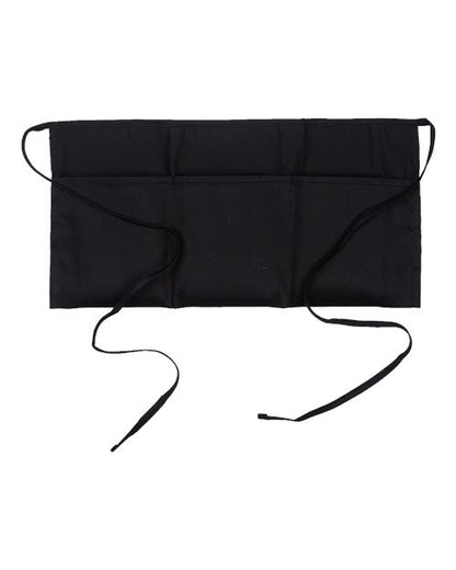 Big Accessories APR50 Waist Apron with Pockets - Black - Front