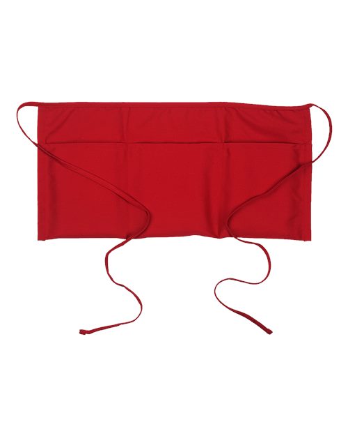 Big Accessories APR50 Waist Apron with Pockets - Red - Front