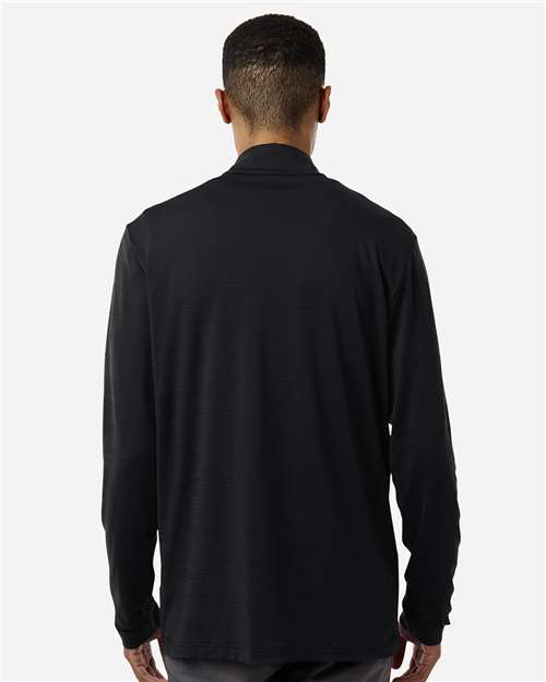 adidas A708 Men's Textured Stripe Quarter-Zip Pullover - Black - OnModelBack