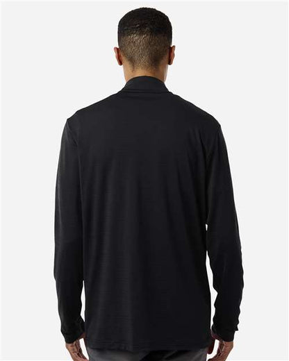 adidas A708 Men's Textured Stripe Quarter-Zip Pullover - Black - OnModelBack