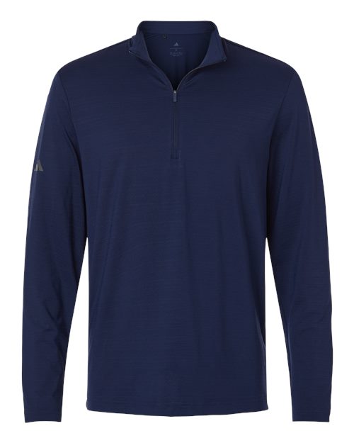 adidas A708 Men's Textured Stripe Quarter-Zip Pullover - Dark Blue - Front