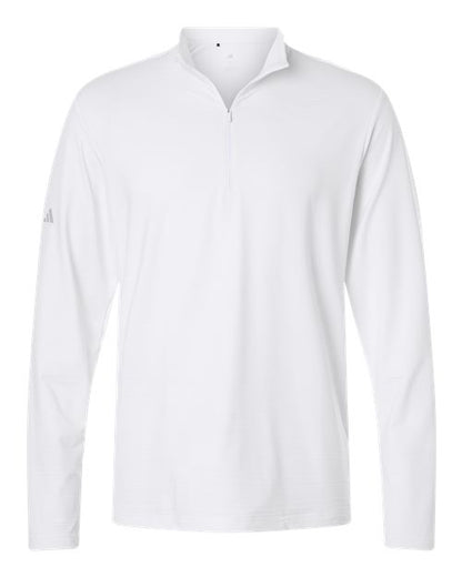 adidas A708 Men's Textured Stripe Quarter-Zip Pullover - White - Front