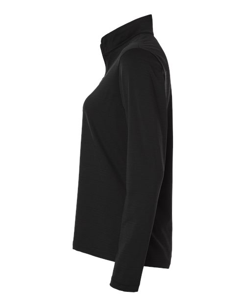 adidas A709 Women's Textured Stripe Quarter-Zip Pullover - Black - DirectSide