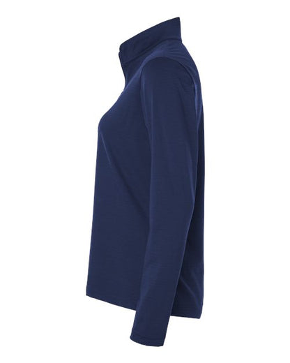 adidas A709 Women's Textured Stripe Quarter-Zip Pullover - Dark Blue - DirectSide