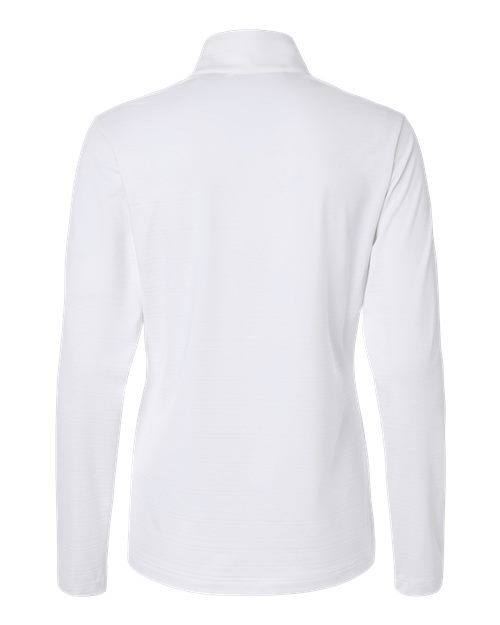 adidas A709 Women's Textured Stripe Quarter-Zip Pullover - White - Back