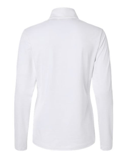 adidas A709 Women's Textured Stripe Quarter-Zip Pullover - White - Back